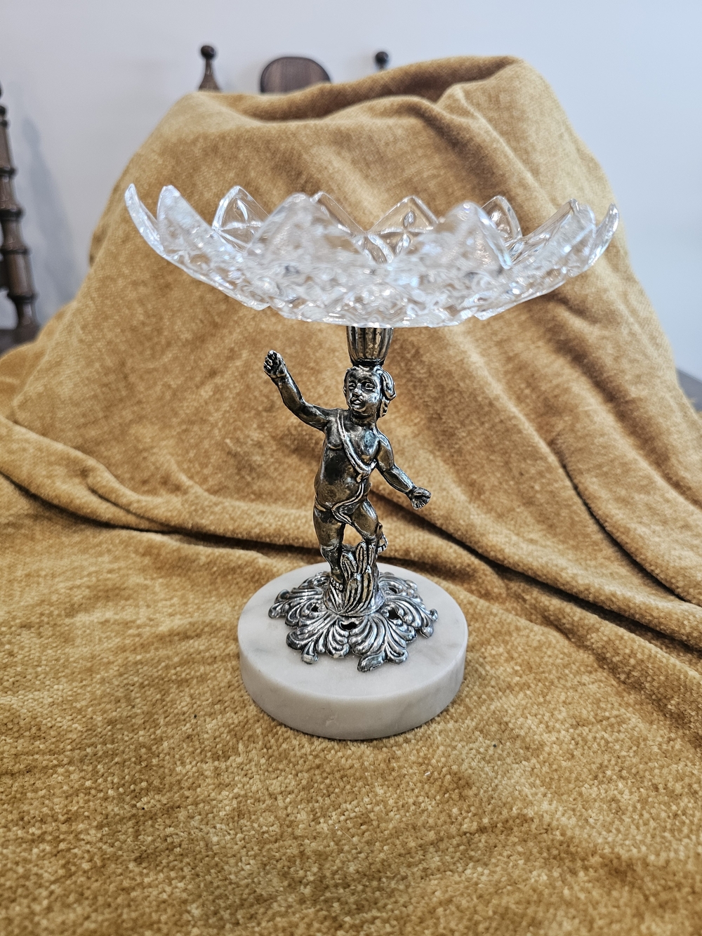 Hollywood Regency Cherub Candy Dish, Mid-century, Vintage
